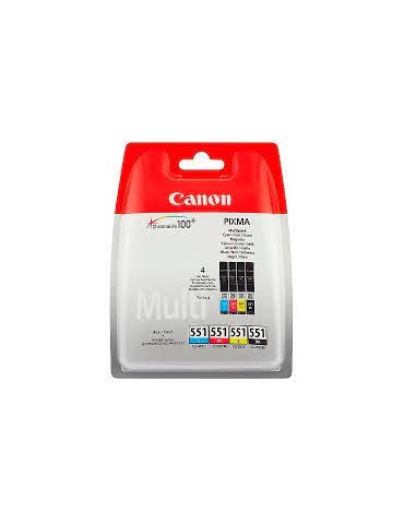 Canon Pack de 4 Cartouches CLI 551 : Cyan, Magenta, Jaune et Noir