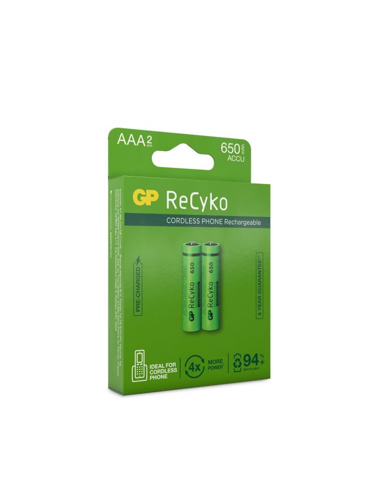 Batterie GP ReCyko AAA, 650mAh, pack de 2