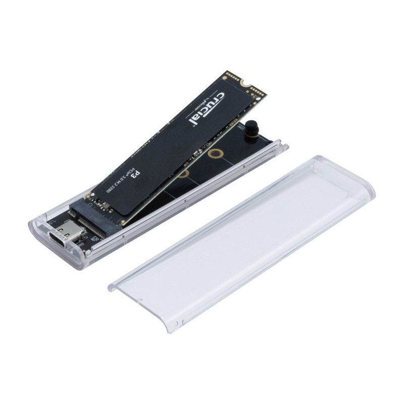 Boitier transparent sans outil pour SSD M.2 NVMe et M.2 SATA sur USB-C 10G