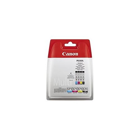 Canon CLI-571 Pack 4 cartouches d'encre originale noire, cyan, magenta, jaune