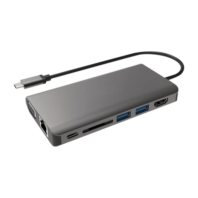 Mini dock USB 3.1 Type-C HDMI 4K-VGA-LAN-HUB +chargeur USB P.D.