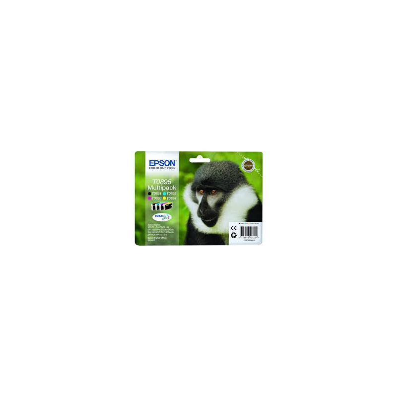 Cartouche d'encre EPSON Pack Multipack 4 Originales T0895 Série Singe (Noir + 3 Couleurs)