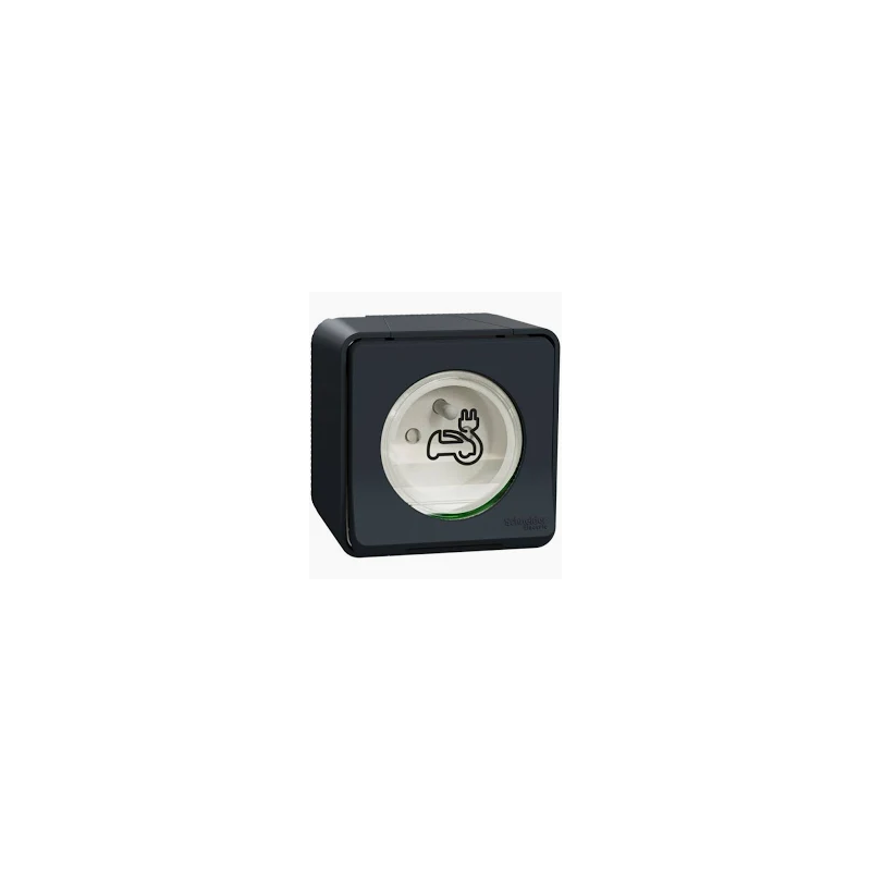 Schneider Electric - Mureva Styl - Prise courant 2P+T renforcee - saillie - IP55 - IK08 - EV - gris - MUR36010 Schneider Electric - Mureva Styl - Prise courant 2P+T renforcee - saillie - IP55 - IK08 - EV - gris - MUR36010