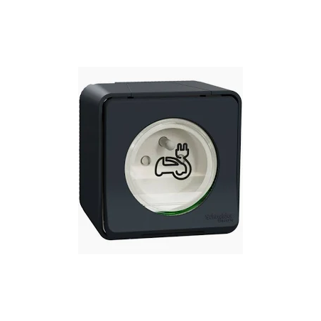 Schneider Electric - Mureva Styl - Prise courant 2P+T renforcee - saillie - IP55 - IK08 - EV - gris - MUR36010