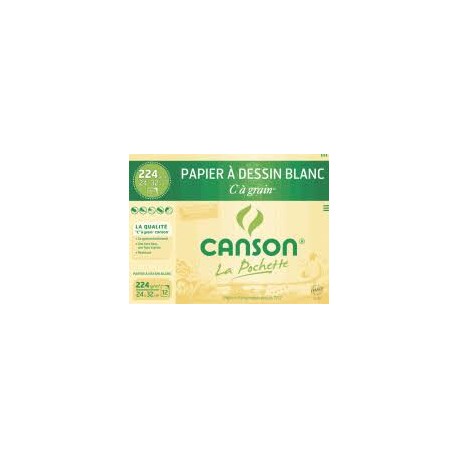 copie de Canson Pochette C à grain Papier à dessin 12 feuilles 224 g 24 x 32 cm Blanc Naturel