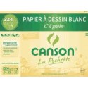 Canson Pochette C à grain Papier à dessin 12 feuilles 224 g 24 x 32 cm Blanc Naturel