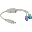 Convertisseur USB - 2  prises Clavier/Souris en PS2 MiniDin6