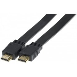 Cordon HDMI haute vitesse plat noir  - 2,0m