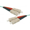 Jarretière optique duplex multimode OM3 50/125 SC-UPC/SC-UPC aqua - 0,5 m