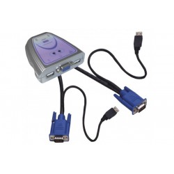 Mini KVM 2 ports VGA/USB avec câbles intégrés