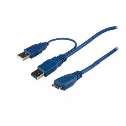 Connectland usb-v3-a+alim-microb-1.2m Câble usb a vers usb a+usb micro b bleu